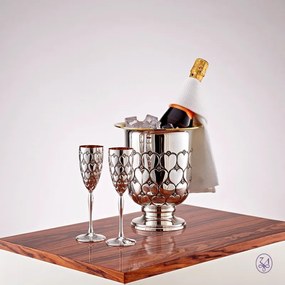 Set 2 pahare argint masiv AG925 placate cu aur Cuori