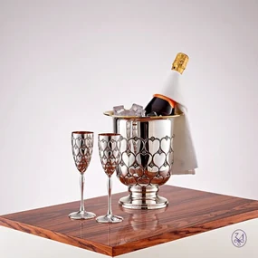 Set 2 pahare argint masiv AG925 placate cu aur Cuori