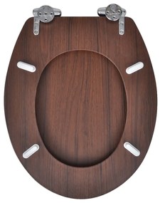 Capac WC cu inchidere silentioasa maro MDF design simplu 1, Maro simplu, Da