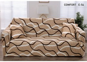 Husa elastica moderna pentru canapea 3 locuri + 1 față de perna CADOU, cu brate, bej / maro, HES3-84