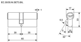 Inserție de construcție EC 30/35.SET3 pentru închidere comună (3 buc), alb