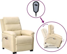 vidaXL Fotoliu de masaj cu ridicare, crem, material textil