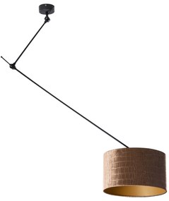 Lampă suspendată neagră cu abajur de catifea cu design crocodil 35cm - Blitz