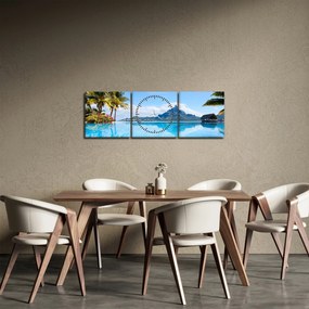 Tablou - Bora-Bora, Polinezia Franceză (cu ceas) (90x30 cm)