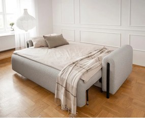 Canapea grej extensibilă/cu spațiu de depozitare cu tapițerie din țesătură bouclé 244 cm Arcadova – ELTAP