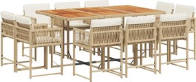 vidaXL Set mobilier de grădină cu perne, 11 piese, bej, poliratan