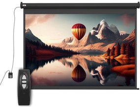 HOMCOM Ecran Proiecție, 100 inch, Format 4:3 Reglabil cu Telecomandă, Ecran de Proiecție Compact, 203x152 cm, Negru | Aosom Romania