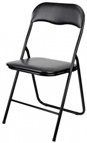 Scaun pliabil pentru living, bucatarie si camping HouseXL™ Black Folding Chair 2800, Dimensiuni 43X45X78 cm, Design ergonomic, Picioare metalice,