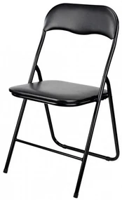 Scaun pliabil pentru living, bucatarie si camping HouseXL™ Black Folding Chair 2800, Dimensiuni 43X45X78 cm, Design ergonomic, Picioare metalice,