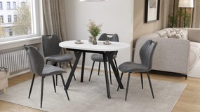 Mazzoni Masă ovală extensibilă ALMO Alb Mat / picioare negre