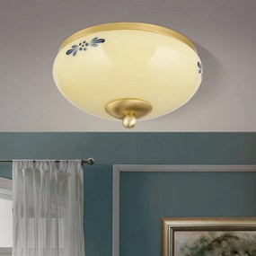 Plafoniera clasica Landhaus 21cm alama satin/ sticla champagne decor albastru