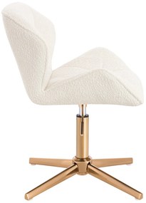 HR111CROSS Scaun Crem Boucle cu Bază Aurie