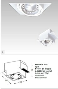Spot incastrabil modern Oneon DL 50-1 negru