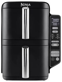 Friteuza dubla cu aer cald Ninja SL300EU, 2470W, 7.6 L, 40-240°C, 2 cosuri, 6 programe, Sincronizare, Timer, Auto stop, Negru