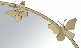 Oglinda decorativa aurie cu rama din metal, ∅ 91 cm, Glam Butterflies Mauro Ferretti