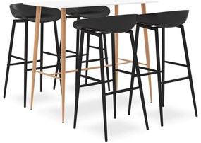 vidaXL Set mobilier de bar, 5 piese, alb și negru