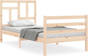 vidaXL Cadru de pat cu tăblie single, lemn masiv