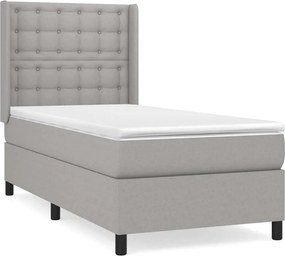 vidaXL Pat box spring cu saltea, gri deschis, 100x200 cm, textil
