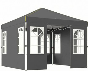 Outsunny Pavilion pliabil 300x300 cm Pop-up cu UPF50+ 4 laterale detașabile Înălțime reglabilă și husă de transport Gri închis | Aosom Romania