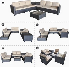 Set mobilier de grădină cu canapele și ladă de depozitare pentru perne Avenberg ENCANTA