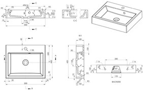 Sapho - Lavoar ORINOKO pentru montare pe blat, 50x42 cm, marmură/alb