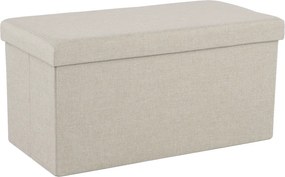 Taburet pliabil ORELIA, stofa clasica bej, cu spatiu depozitare, 76x38