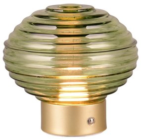 Veioză verde/aurie LED cu intensitate reglabilă cu abajur din sticlă (înălțime 14,5 cm) Earl – Reality