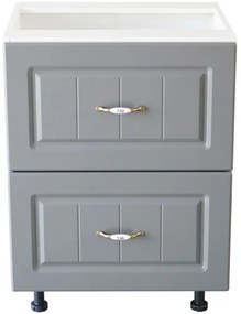 Corp inferior 60 cu 2 sertare metalice greutate Zebra MDF gri dungi