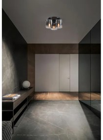 Plafonieră Searchlight SWEDEN 88911-3BK - 3xE27/60W/230V, Ø39 cm, negru/fumuriu