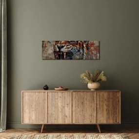 Tablou - Tigru din Cărămizi (cu ceas) (90x30 cm)