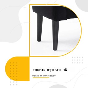 HOMCOM Bancă de Capăt de Pat cu Cotiere Rulate, Bancă Căptușită pentru Dormitor, 102x36x51 cm, Negru | Aosom Romania