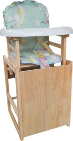 Scaun de masa pentru copii si bebe transformabil in masuta NOVOKIDS™ Wooden Table Chair, Din lemn masiv, Centura de siguranta, Sezut comfortabil