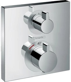 Baterie dus termostatata Hansgrohe Ecostat Square cu montaj incastrat 2 functii crom