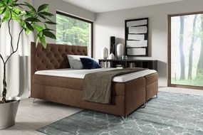 Pat cu boxspring 160x200, ţesătură maro Velvet , GULIETTE + cadou