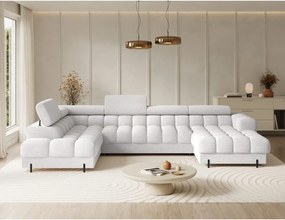 Colțar crem extensibil cu tapițerie din țesătură bouclé (cu colț pe partea stângă/în formă de "U") Feraria – ELTAP