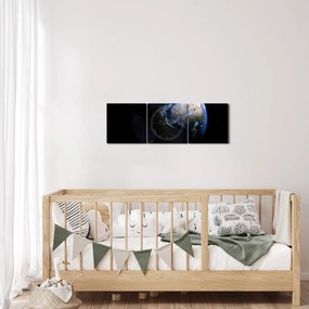 Tablou cu Luna și Pământul (cu ceas) (90x30 cm)