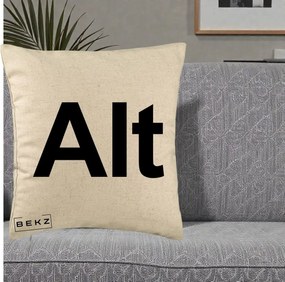 Perna Personalizata Tasta Alt Tipografie Bold, 40x40 cm, Bej, Husa Detasabila, Perna Inclusa, BEKZ®