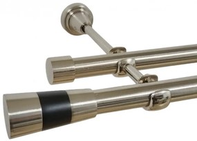 Galerie dubla fara inele valeo negru 19 mm inox (Alege marime: 200 cm)