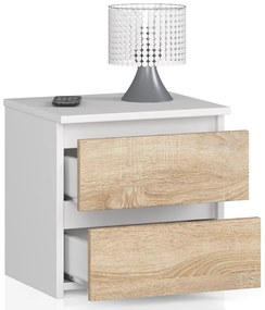 Noptieră Cleania CL2 (Alb + Stejar sonoma). 1069510