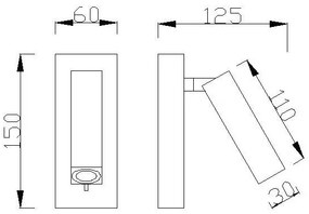 Aplica de perete cu reader LED, Tarifa alama antic MA-6072