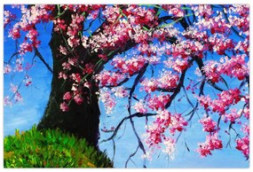 Tablou - Cireș înflorit - pictură (90x60 cm)