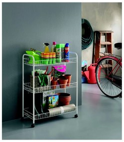 Cărucior mobil cu 3 rafturi pentru baie Metaltex Laundry, 31 x 84 cm