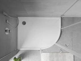 Mexen Flow cadă de duș asimetrică semicirculară slim stânga 90 x 80 cm, alb lucios - 46Q108090L