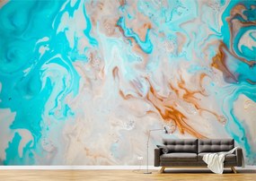 Tapet Premium Canvas - Pictura abstracta cu nuante de albastru si crem