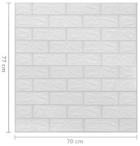 Tapet de perete autocolant 3D, 10 buc., alb, model caramizi 10, Alb