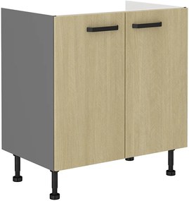 Dulap inferior de bucătărie sub chiuvetă Scarmi 80 ZL 2F BB (Antracit + Herringbone scandi). 1049778