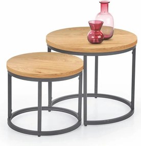 Set 2 masute cafea OREO, stejar auriu/negru
