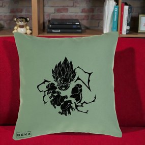 Perna Personalizata Dragon Ball Goku Super Saiyan Silueta, 40x40 cm, Verde, Husa Detasabila, Perna Inclusa, BEKZ®