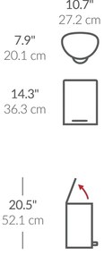 Simplehuman Coș de gunoi cu pedală 6 l,semicircular, oțel inoxidabil mat, plastic