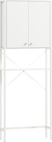 Mobilier HOMCOM pentru Baie Deasupra WC-ului cu Dulap și Raft Deschis, Mobilier Salvaspazio cu Picioare din Metal pentru Baie și Spălătorie, 64x20x180 cm, Alb | Aosom Romania
